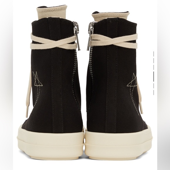 COPY - Rick Owens DRKSHDW - Black Denim High Sneakers - Picture 4 of 12